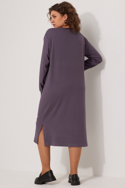 Фиолетовое платье в стиле casual с разрезами BegiModa 1043 баклажан - фото 7