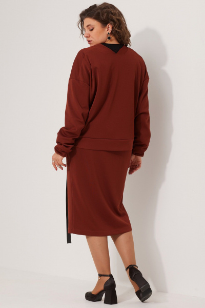 Демисезонный кардиган с юбкой на каждый день BegiModa 3077 терракот - фото 8