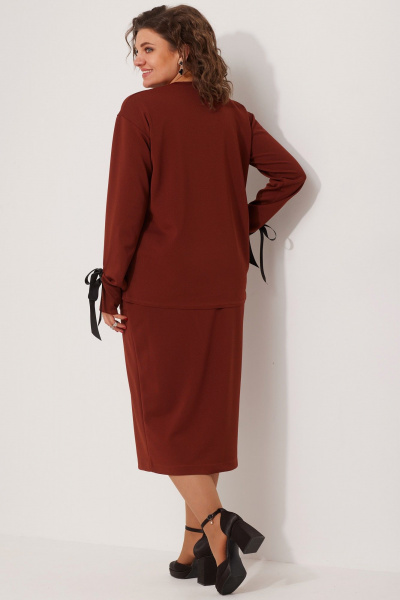 Демисезонный комплект свитшот и юбка в стиле casual BegiModa 3078 терракот - фото 7