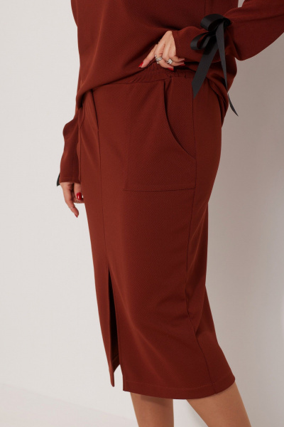 Демисезонный комплект свитшот и юбка в стиле casual BegiModa 3078 терракот - фото 6