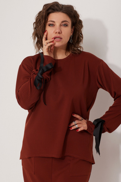 Демисезонный комплект свитшот и юбка в стиле casual BegiModa 3078 терракот - фото 5