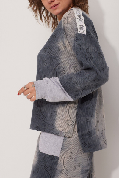 Комплект из серых брюк и свитшота в стиле спорт-шик из трикотажа BegiModa 3079 синий дым - фото 7