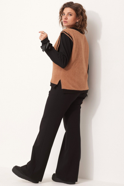 Клёш брюки из трикотажа с карманами «Хулиганы» на каждый день BegiModa 6056 чёрный - фото 8