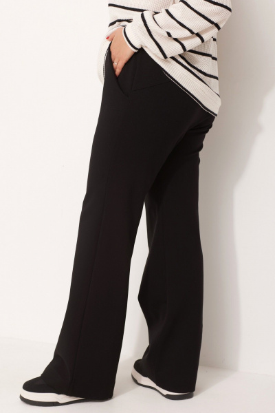 Клёш брюки из трикотажа с карманами «Хулиганы» на каждый день BegiModa 6056 чёрный - фото 4