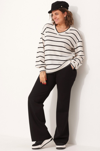 Клёш брюки из трикотажа с карманами «Хулиганы» на каждый день BegiModa 6056 чёрный - фото 1