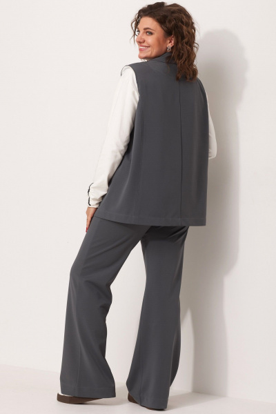 Базовые клёш брюки из трикотажа с эластичным поясом BegiModa 6057 графит - фото 7