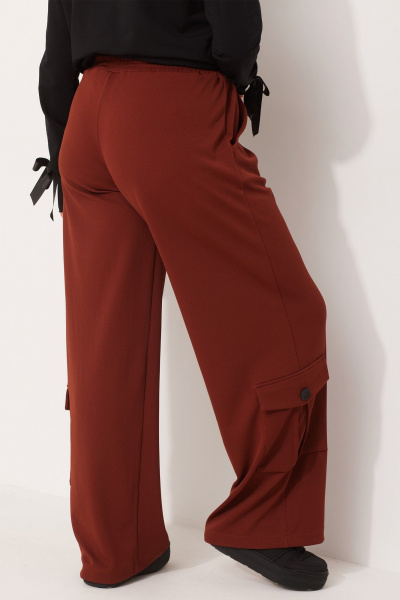 Свободные брюки-палаццо с двойным контрастным поясом BegiModa 6058 терракот - фото 8