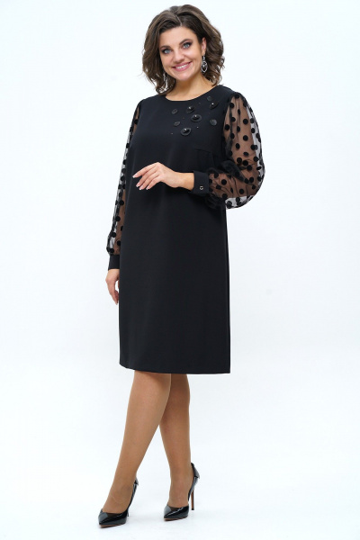 Платье черное, нарядное, сетка и текстиль Alani Collection 2253 - фото 8