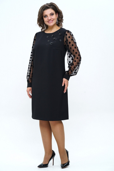 Платье черное, нарядное, сетка и текстиль Alani Collection 2253 - фото 7