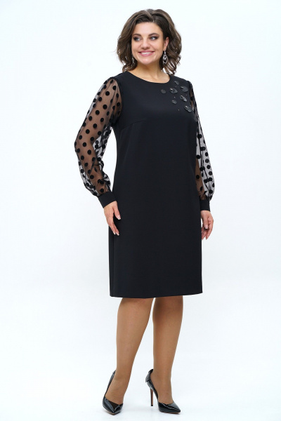 Платье черное, нарядное, сетка и текстиль Alani Collection 2253 - фото 6