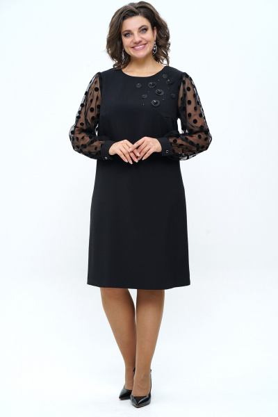 Платье черное, нарядное, сетка и текстиль Alani Collection 2253 - фото 1