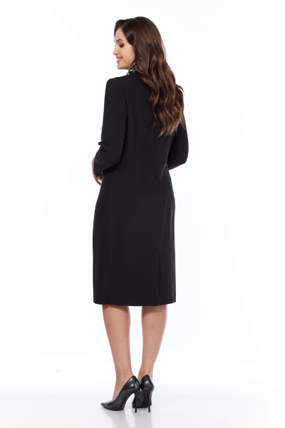 Платье с комбинированными тканевыми вставками на каждый день Vilena 1021 черный-зелены_леопард - фото 4