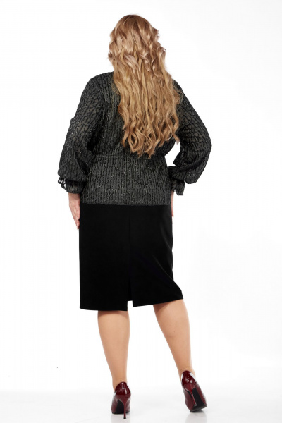 Комплект платья и жакета с завязками из текстиля Vilena 1041 черный - фото 8