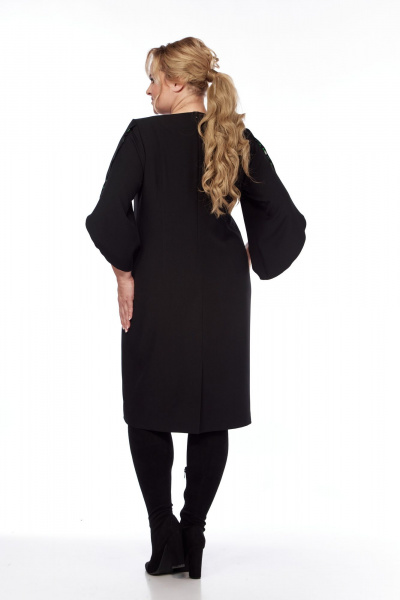 Платье с декоративными кантами и рельефами Vilena 1043 черный-зеленый_леопард - фото 2