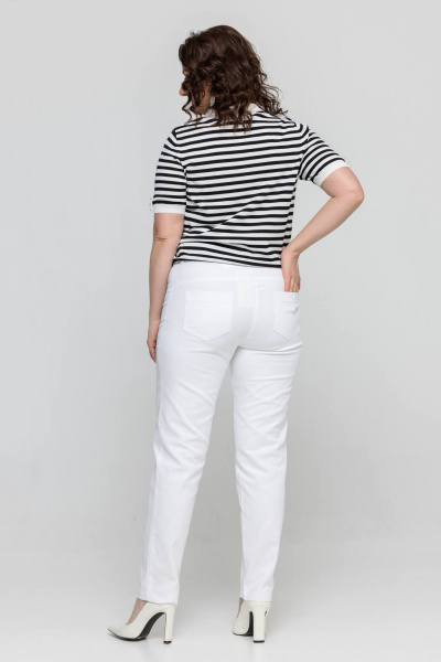 Брюки с высокой посадкой из джинсового хлопка Дорофея 24 170-белый - фото 3