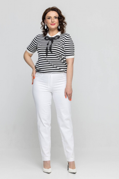 Брюки с высокой посадкой из джинсового хлопка Дорофея 24 170-белый - фото 2