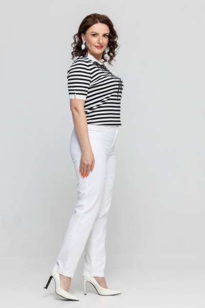 Брюки с высокой посадкой из джинсового хлопка Дорофея 24 170-белый - фото 1