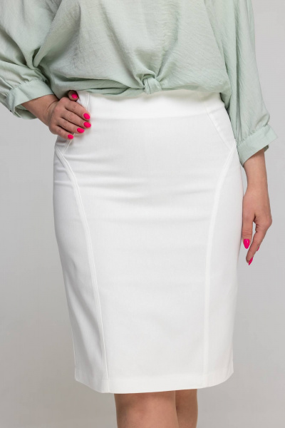 Юбка карандаш миди из джинса для офиса и повседневной Дорофея 238 молочный - фото 5