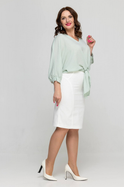 Юбка карандаш миди из джинса для офиса и повседневной Дорофея 238 молочный - фото 3