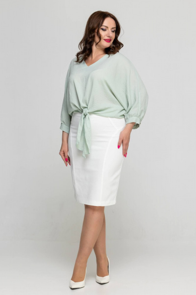 Юбка карандаш миди из джинса для офиса и повседневной Дорофея 238 молочный - фото 2