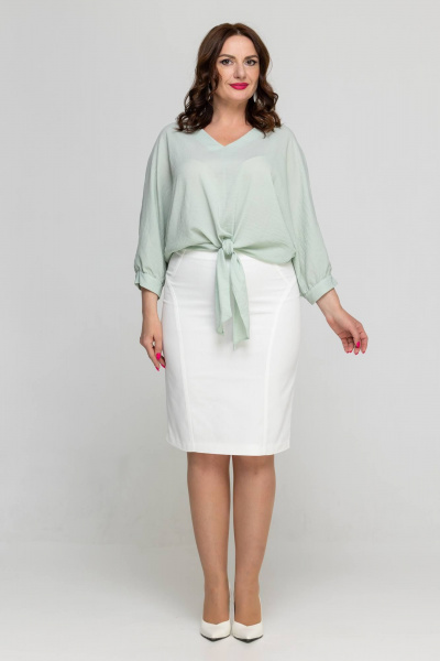 Юбка карандаш миди из джинса для офиса и повседневной Дорофея 238 молочный - фото 1