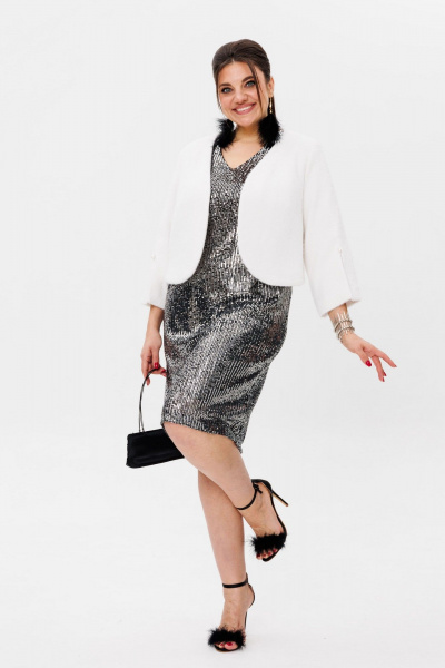 Платье из пайеток с V-образным вырезом нарядное Anelli 1441 звездное_небо - фото 7