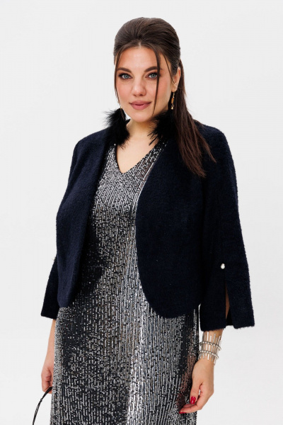 Платье из пайеток с V-образным вырезом нарядное Anelli 1441 звездное_небо - фото 6