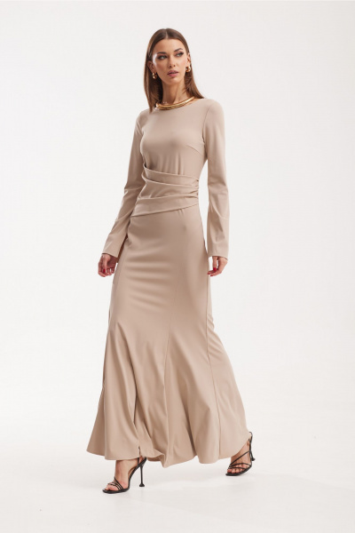 Платье приталенное макси из трикотажа с драпировкой N.O.W. 1513 - фото 1