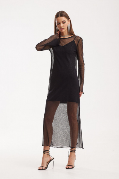 Платье сетка и трикотаж с боковыми разрезами нарядное N.O.W. 1516 - фото 7