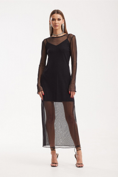 Платье сетка и трикотаж с боковыми разрезами нарядное N.O.W. 1516 - фото 6