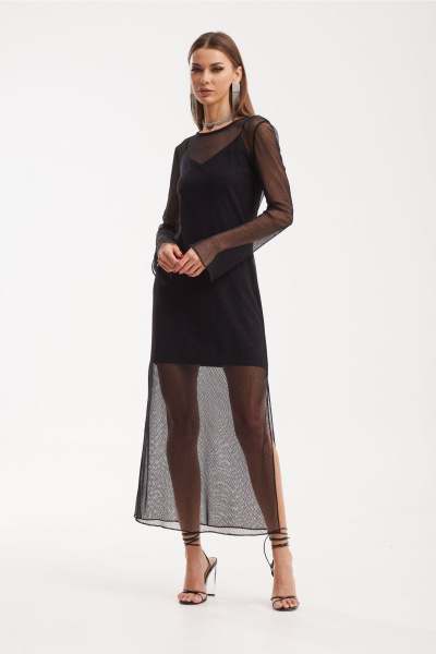 Платье сетка и трикотаж с боковыми разрезами нарядное N.O.W. 1516 - фото 4