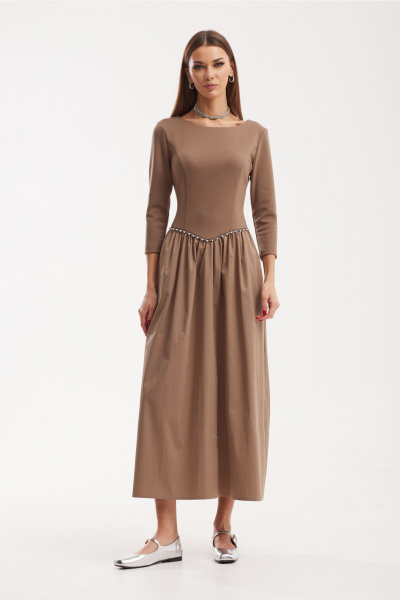 Платье из двух тканей с карманами и лодочном вырезом N.O.W. 1517 - фото 6