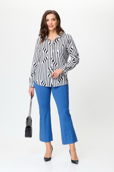 Брюки клеш из трикотажа с резинкой на поясе Nika.PL 0502201 синий - фото 8