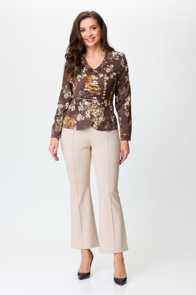 Брюки фитнес из трикотажа с широким поясом и облегающей посадкой Nika.PL 0502202 бежевый - фото 5