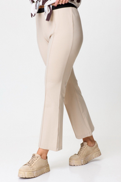 Брюки фитнес из трикотажа с широким поясом и облегающей посадкой Nika.PL 0502202 бежевый - фото 4