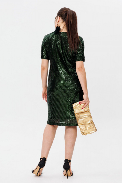 Платье нарядное из пайеток с V-образным вырезом Anelli 1441 изумрудная_змея - фото 8