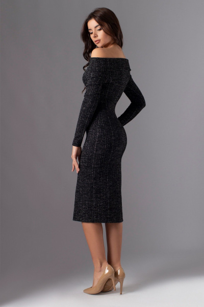 Платье черное нарядное трикотажное с блестками VIZAVI 825 черный - фото 3