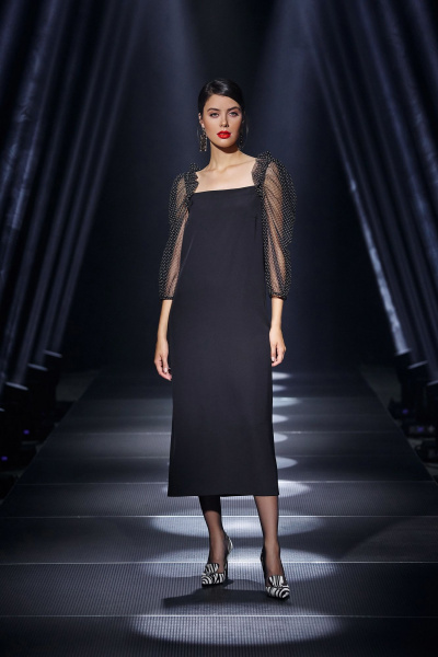 Платье черное нарядное из текстильного полотна Noche mio 1.617 SONYA - фото 1