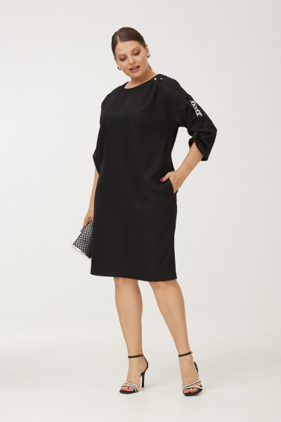 Платье черное с декоративной цепью и разрезом Danaida 2249 черный - фото 7