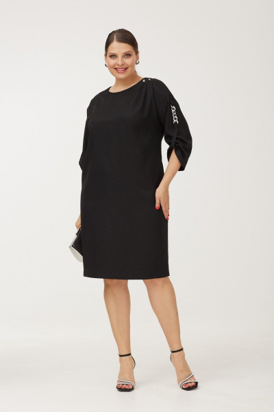 Платье черное с декоративной цепью и разрезом Danaida 2249 черный - фото 6