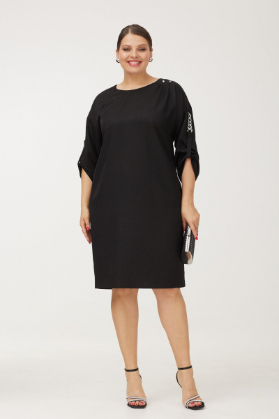 Платье черное с декоративной цепью и разрезом Danaida 2249 черный - фото 1