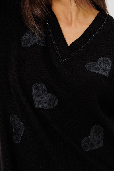 Платье черное трикотажное с аппликациями сердца Ma Сherie 4098 черный - фото 8