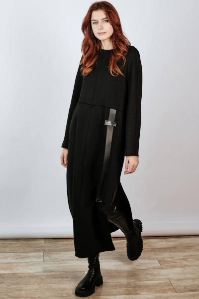 Платье прямого силуэта с разрезами из хлопка BUNABOUTIQUE 2111 - фото 1