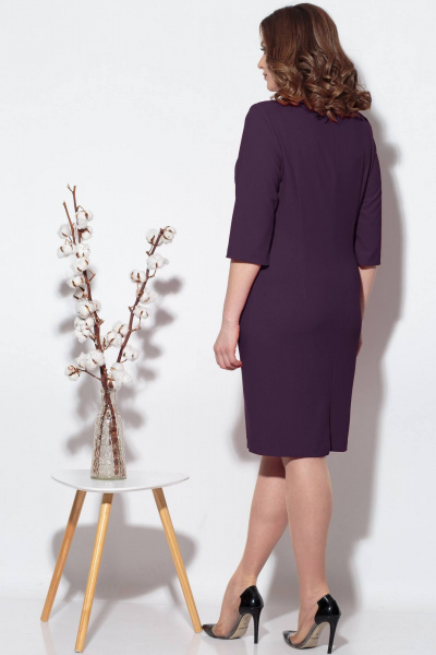 Платье фиолетовое из трикотажа с асимметричным подрезом Fortuna ШЖ 1270 баклажан - фото 2