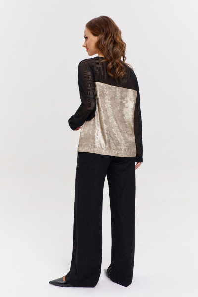 Бежевый джемпер из трикотажа с кружевной сеткой и принтом AVE RARA 2208 античное_золото - фото 3