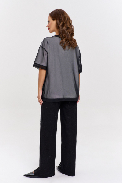 Мягкие трикотажные брюки с мерцанием и лампасами AVE RARA 4131 черный - фото 4