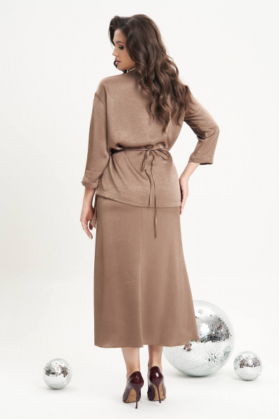 Блуза и Юбка из атласа нарядный комплект с драпировкой Fantazia Mod 4991/1 - фото 4