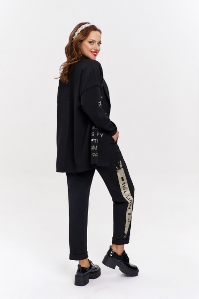 Брюки-бананы из трикотажа с резинкой и лампасами AVE RARA 4133 черный - фото 2