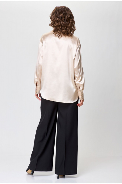 Демисезонная атласная блузка с нагрудными вытачками и воротником VIPPRIMO 116 песочный - фото 11