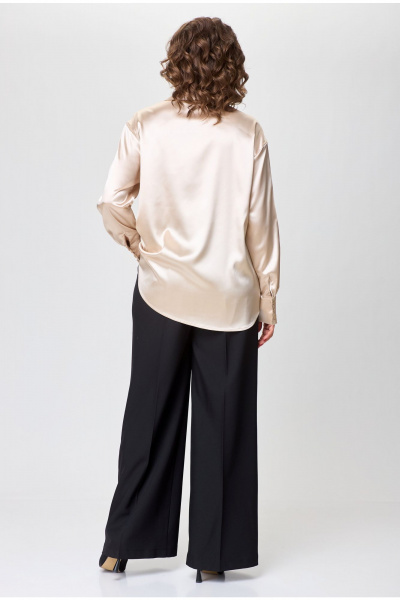 Демисезонная атласная блузка с нагрудными вытачками и воротником VIPPRIMO 116 песочный - фото 10